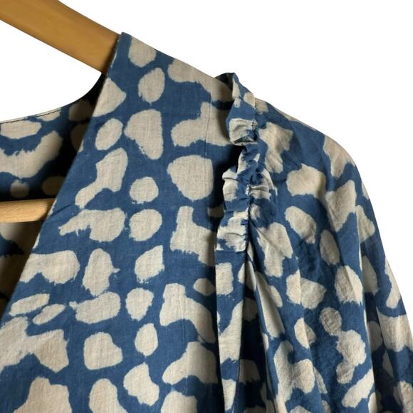 Mirth Coba Blue Mosaic Print V-Neck Kaftan Boho Coastal Beach Maxi Dress Size M - Picture 5 of 11